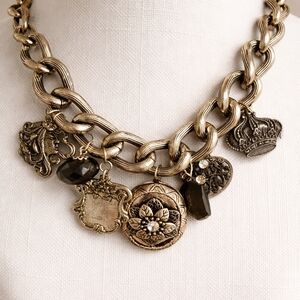 Romantic Inspired Clunky Locket Heavy Chain Boho Or Gothic Necklace